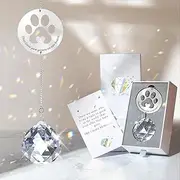 Dog Memorial Gifts for Loss of Dog, Unique Pet Sympathy Gift Idea, Clear Crystal Ball Window Suncatcher for Remembrance, Rainbow Paw Print Hanging Cat Passing Away Bereavement Present