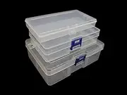 JESEP YONG 3pcs Clear Plastic Organizer Container Box, Containers Storage Box with Snap-Tight Closure Latch for Small Crafts,Jewelry Making & Sewing Crafts (3pcs Mixed)