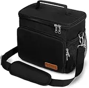 Tiblue Insulated Lunch Bag for Women/Men - Reusable Lunch Box for Office Work School Picnic Beach - Leakproof Freezable Cooler Bag with Adjustable Shoulder Strap for Kids/Adult(Medium,Black)
