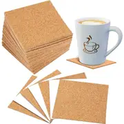 36Pieces Self-Adhesive Cork Coasters Squares Cork Mats, Reusable Cork Board Cork Backing Sheets for Coasters (36, 100X100X2mm)