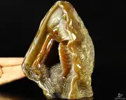 6.7" Premium Brazilian Agate Geode Carved Crystal Skull, Crystal Healing