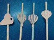 Hot Air Balloon & Clouds Paper Straws Baby Shower Birthday Oh Babies Mommy To Be