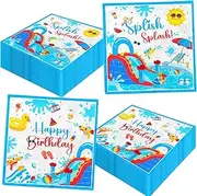 Splish Splash Birthday Decorations Napkins, Summer Birthday Party Decorations Waterslide Napkins Disposable Water Slide Party Decorations Napkins for Splish Splash Waterslide Party Decorations
