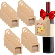 Kraft Paper Wine Bottle Box with Window for Gifts,25pcs Foldable Candy Boxes