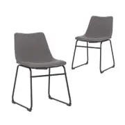 Simplife Set of 2 Prato Dark Grey stain resistant waterproof fabric Dining Chair