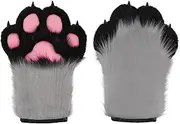 [ZFKJERS] Cosplay Animal Extended Fluffy Plastic Claws for Cat Fursuit Paws Gloves Adults Costume Accessories Set
