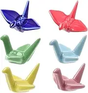 FELTECHELECTR 6Pcs Paper Crane Chopsticks Racks Japanese Style Spoon Fork Rest Stand Unique Decorative Holders for Home Restaurant Use Easy to Clean Mixed Colors