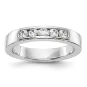 0.40ct. CZ Solid Real 14K White Gold 5-Stone Channel Wedding Band Ring