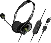 USB Computer Headset Business Operator Special Headset Wired Headset in-Line Control Headset with Typec Adapter, Easy to Use