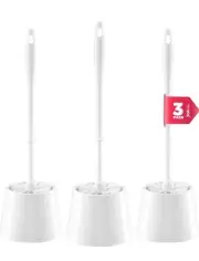 JIGA 3 Pack Toilet Brush and Holder Set, Toilet Bowl Brush with Caddy Bathroo...