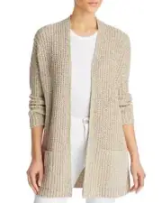 Eileen Fisher Organic Cotton Patch Pocket Cardigan Wheat Size XS $268 NEW