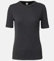 [Toteme] Toteme Ribbed-knit cotton-blend jersey top AU 4 grey