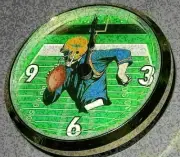 2 FOOTBALL 3" Quartz Clock FIT UP MOVEMENTS Gold Bezel made in USA 5w6