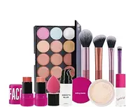 Eye and Face Makeup Kit | Eyeshadow Palette Face Primer Brushes,Make up Set, Blush Stick Loose Powder Long-Lasting for Birthday Holiday
