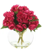 Creative Displays Pink Begonia Floral Arrangement in Glass Bubble Vase