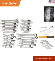 GEARWRENCH 34-Piece Ratchet Wrench Set - SAE & Metric, 72-Tooth, Durable Design