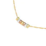 9ct Gold Tri Tone 45cm Mini 7 Rings Of Luck Necklet