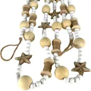 Brown Spools of Thread Wood Holiday Beads Christmas Garland String 6 Feet Long