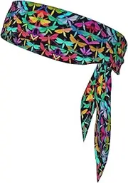 Cute Dragonflies Sports Strap Double-Sided Headscarf Men's Bow Tie Sports Headscarf Running Yoga Exercise Headband