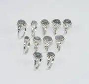 WHOLESALE 11PC 925 SOLID STERLING SILVER LABRADORITE RING LOT GTC293 r798