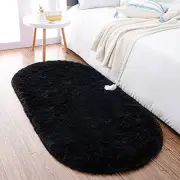 Ultra Soft Fluffy Bedroom Rugs Kids Room Carpet Modern 2.6' X 5.3' Black