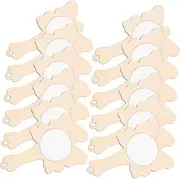 12Pcs Mini Wooden Mirrors for Crafts Unpainted Handheld Mirrors for DIY Crafting Accessories Smooth Surface for Painting and Decoration for Creative Projects
