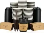 100 Pack 10 Oz Paper Coffee Cups, Drinking Cups for Hot Coffee Chocolate Drinks,