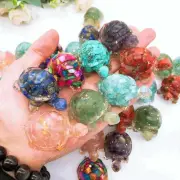 Natural Quartz Crystal Chippings Epoxy Gum Orgone Lovely Turtle Healing Decor