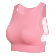 Nevenka Longline Sports Bra with Removable Pads Racerback Tank Top-Pink