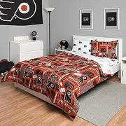 FOCO Philadelphia Flyers NHL Team Color Bed in a Bag Comforter Bedding 5 Piece Set - Full