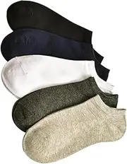[LIFKOME] 5 Pairs Men' Ankle Socks No Show Low Cut Cotton Socks Comfortable Summer Lightweight Socks Black White Light Grey Deep Grey and Navy Blue