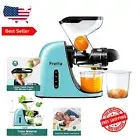 Quiet 200W Masticating Juicer with Dual Speed and Reverse Function - Light Blue