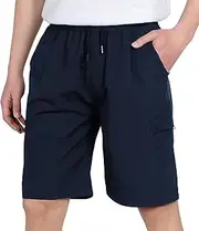 LAUSONS Boys Lightweight Cargo Shorts Kids Drawstring Elasticated Quick Dry Summer Short with Zipper Pockets