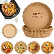 SonoYU Air Fryer Disposable Paper Liners, Air Fryer Paper Liner, Non-Stick Round, Waterproof, Oil Resistant, Food Grade Baking Paper for Roasting Microwave (100 pcs, 9 inch)