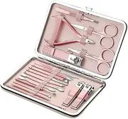 Nail Clippers 18 Pieces Diagonal Stainless Steel Exfoliating Manicure Set Household Ear Spoon Scissors for Men Nail Clippers Rose Gold Manicure Set