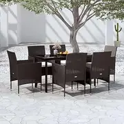 7 Piece Garden Dining Set with Cushions Black Patio Bar Sets