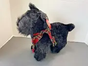 Russ Berrie SHADOW Black Plush Scottish Terrier Scottie Dog 12" Red plaid scarf