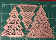 Thin Metal Die Cut Tool 4 Sizzix Hanging Christmas Tree ornament 3 Size Gift tag