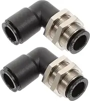 2Pcs Elbow Push Connectors Bulkhead Tube Fitting Quick Connect Air Hose Connector for Low Pressure Hydraulic and Pneumatic Systems with Plated Surface