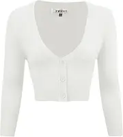 [YEMAK] Women's Cropped 3/4 Sleeves Cardigan Sweater Vintage Inspired Pinup CO129 (S-4X)