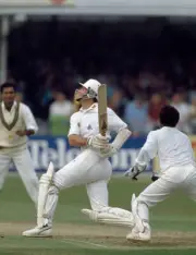 England batsman Graeme Hick during his innings of 63 runs in - Old Cricket Photo