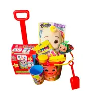 Cocomelon gift bundle with sand bucket and shovel squishmallows JJ