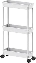 Sooyee 3 Tier Rolling Cart with Wheels,Slim Storage Cart,Under Desk Narrow Rolling Utility Cart Storage Organizer for Office Bathroom Kitchen Laundry Room Narrow Places, White