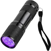 JiaoZoum UV Flashlight, 9 LED 395nm Ultraviolet Black Light Flashlight Mini, Torch Light Pet Urine Detector Light for Dog/Cat, Dry Stains, Resin Curing, Bed Bug (Excluding 3 AAA Batteries)