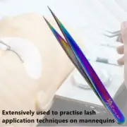 Eyelash Extension Tweezers Straight Stainless Steel Multi Rainbow Color 3D