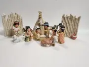 1985 Vague Shadows 15 Piece Sagebrush Perillo Christmas Nativity Set Mexico MIB