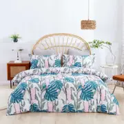 3D Blue Leaves 134 Bed Pillowcases Quilt King Size