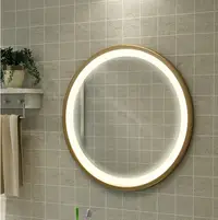 在飛比找松果購物優惠-鏡子 50CM圓鏡 浴室鏡 帶燈鏡北歐化妝鏡子浴室壁掛洗手間
