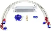 PHGTHNVNMA Sandwich Oil Adapter Kit Engine Oil Cooler AN10 10-an 10 Rows Oil Radiator and Oil Hose OC-UOL10-1BK Oil Cooler(Silver)