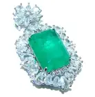 Luxurious 11.3 carat Colombian Emerald White Sapphire .925 Sterling Silver handc